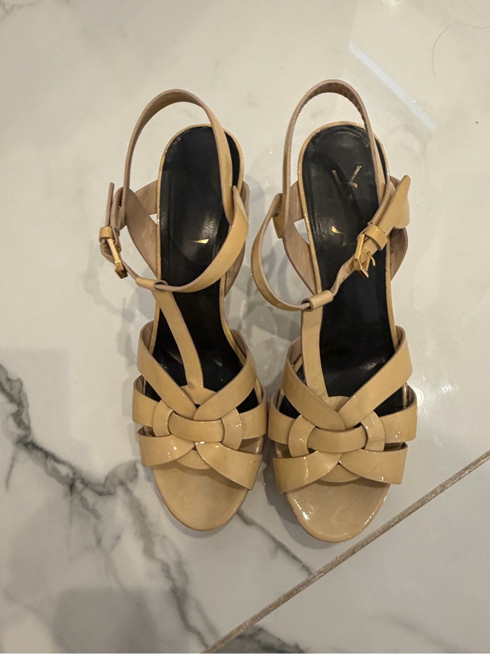Yves Saint Laurent Women’s Beige Strappy Wedge Sandals 39